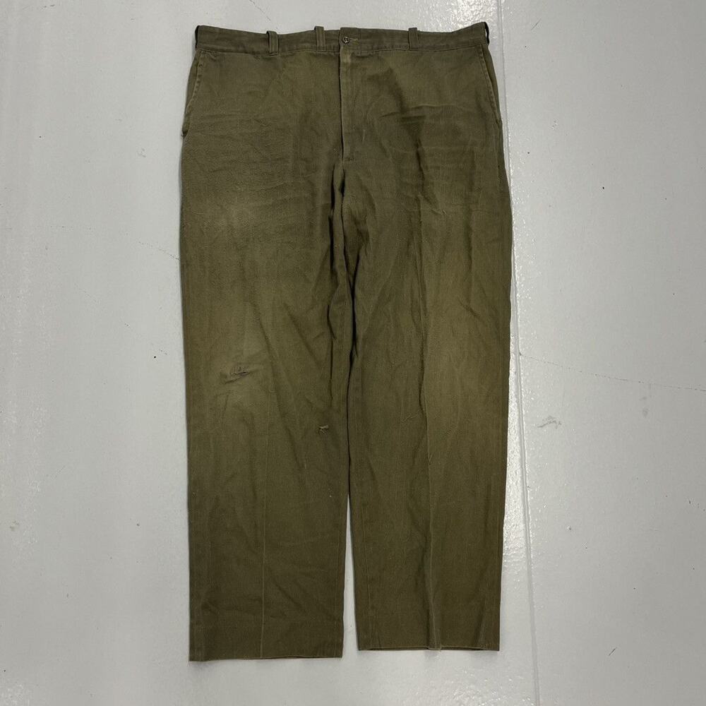 Vintage 60s Green Sanforized Workwear Chinos 42x30